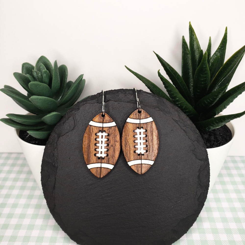 Embroidered Football Earrings
